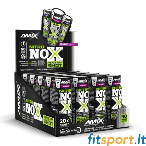 Amix™ Prieš - treniruotinis papildas Nitro Nox Shot 20 x 60ml (su skoniu) 